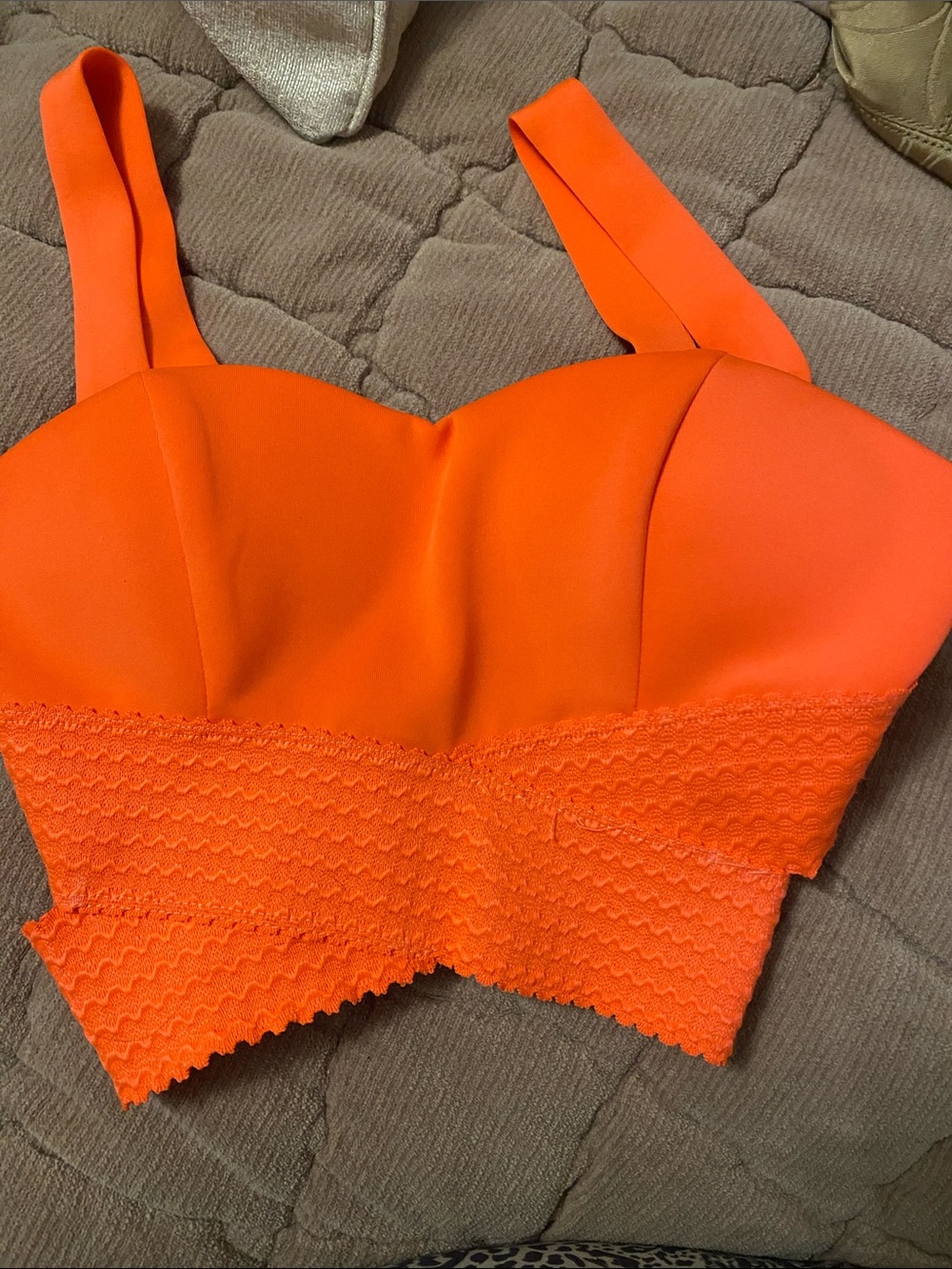 Mystique Boutique Neon Coral Lace-Trim Bralette